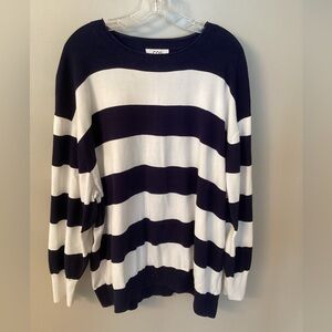 COS SIZE LARGE OVERSIZE NAVY AND WHITE STRIPED COTTON SWEATER
